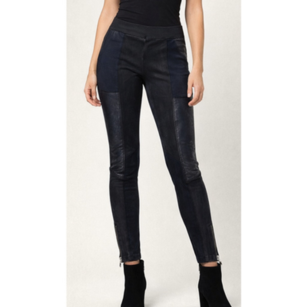 Anthropologie Black Ankle Zip Stretch Leggings Small